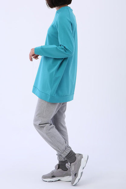 Aqua Crew Neck Raglan Sleeve Sweatshirt