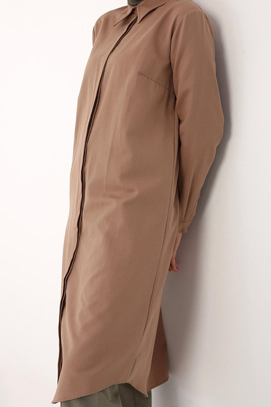 Mink Basic Hidden Placket Long Shirt