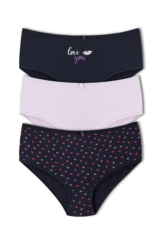 Cotton Patterned Plus Size Women's Panties 3-Piece