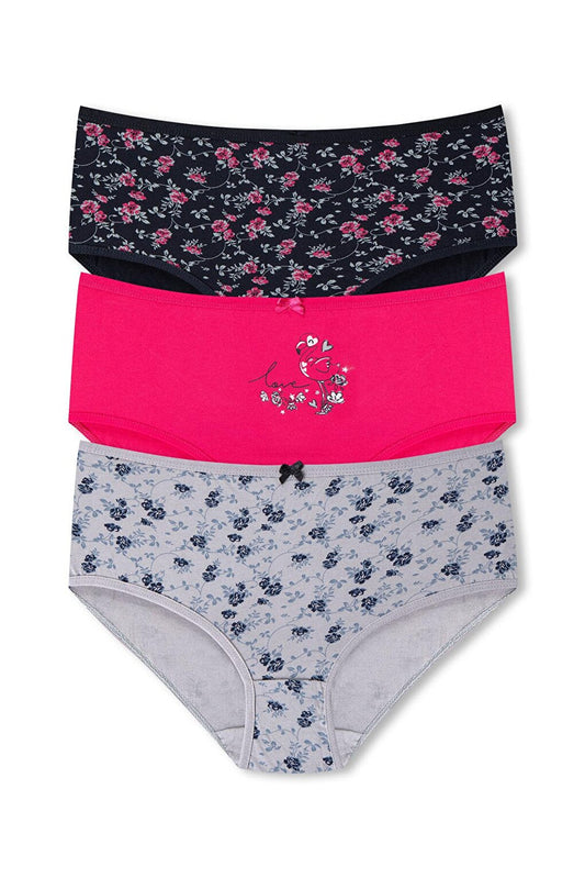 Cotton Patterned Plus Size Women's Panties 3-Piece