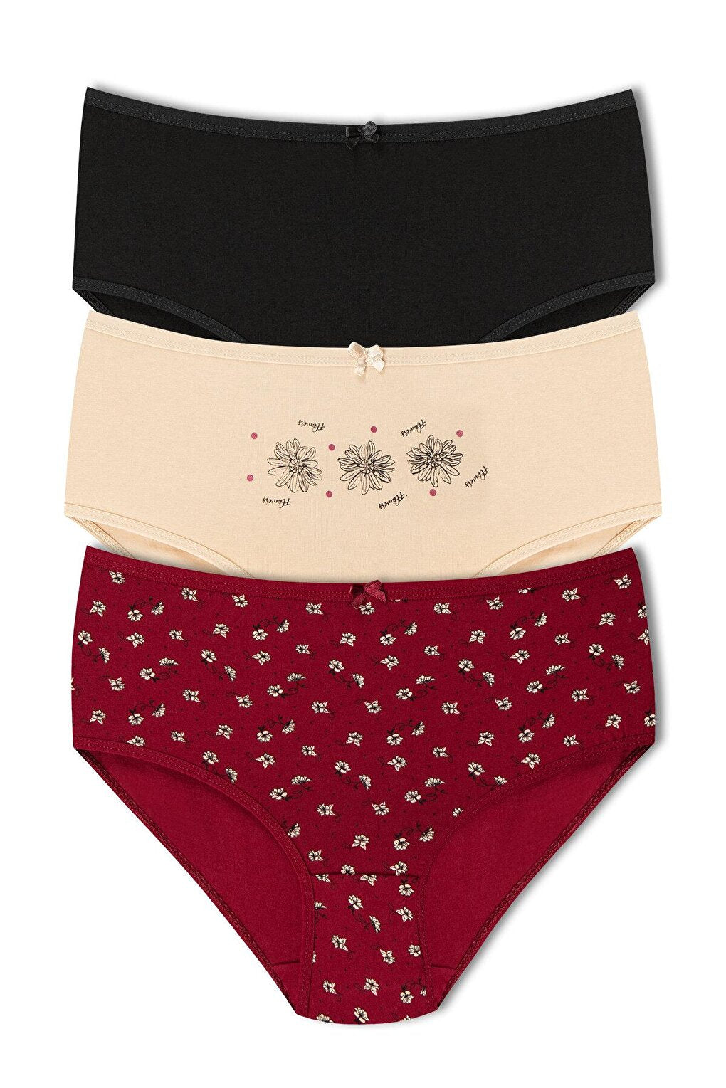 Cotton Patterned Plus Size Women's Panties 3-Piece