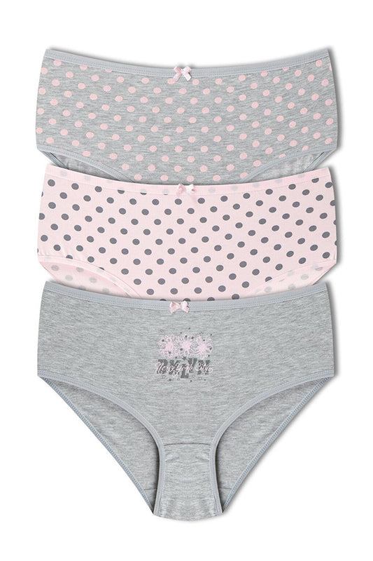 Cotton Patterned Plus Size Women's Panties 3-Piece