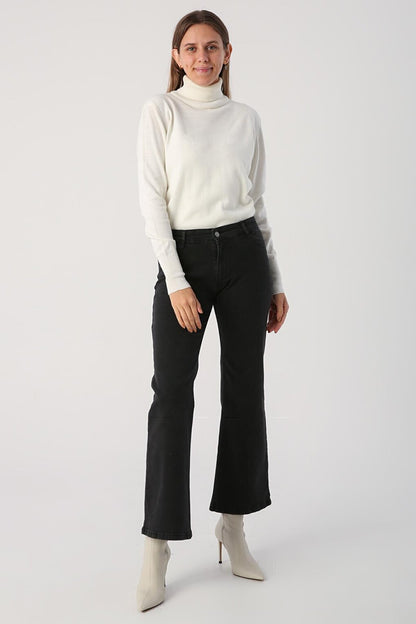 Anthracite Cotton Wide Leg Denim Trousers