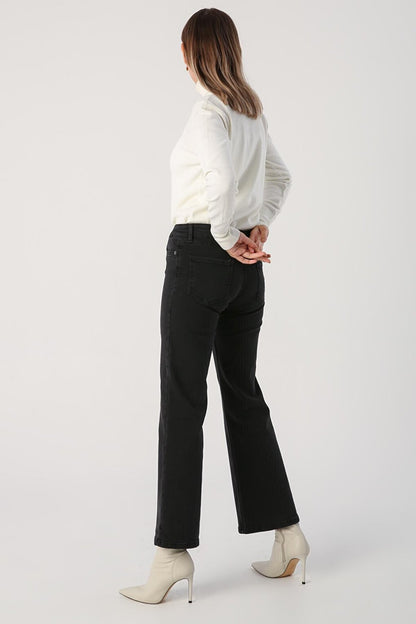 Anthracite Cotton Wide Leg Denim Trousers