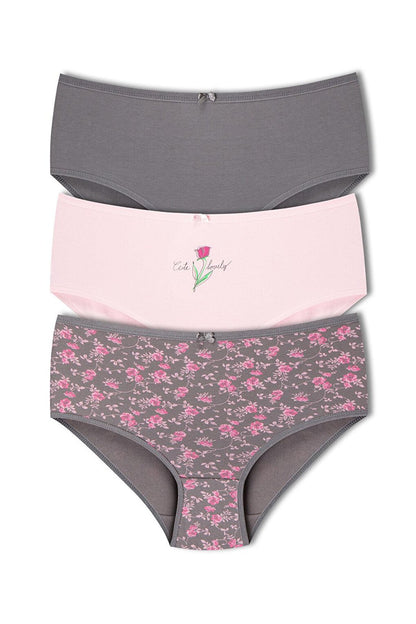 Cotton Patterned Plus Size Women's Panties 3-Piece