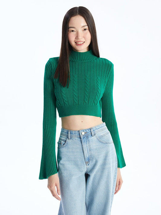 Green Openwork Women's Sweater