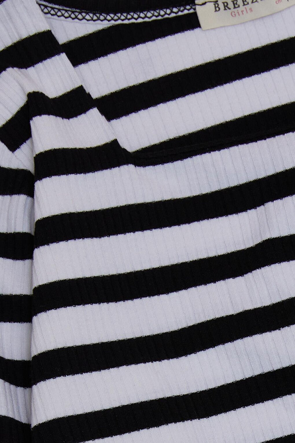 Girl's Long Sleeve T-Shirt Striped Square Neck Mixed Color (Age 9-14)