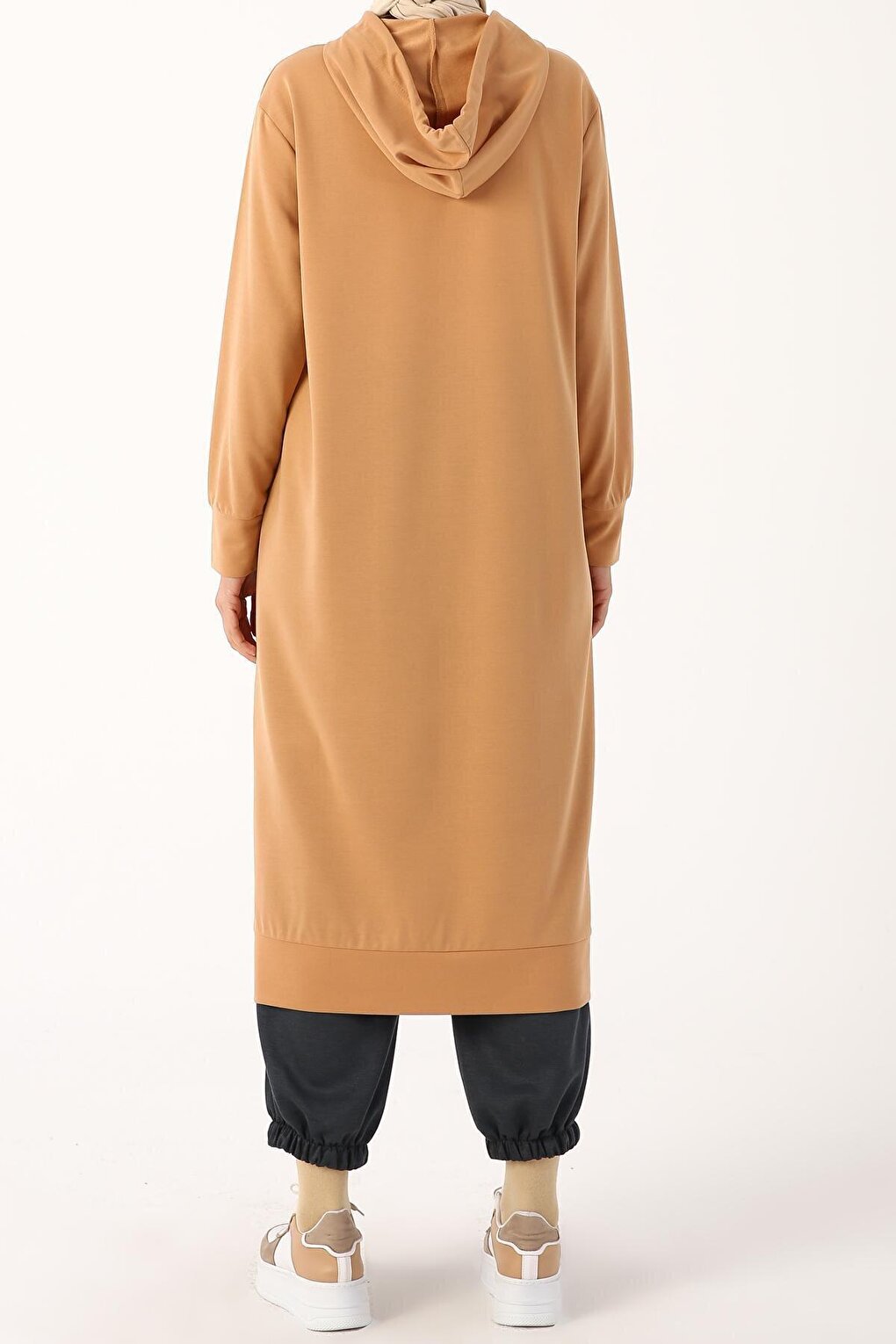 Tile Leopard Lace-Up Hooded Comfortable Knitted Tunic