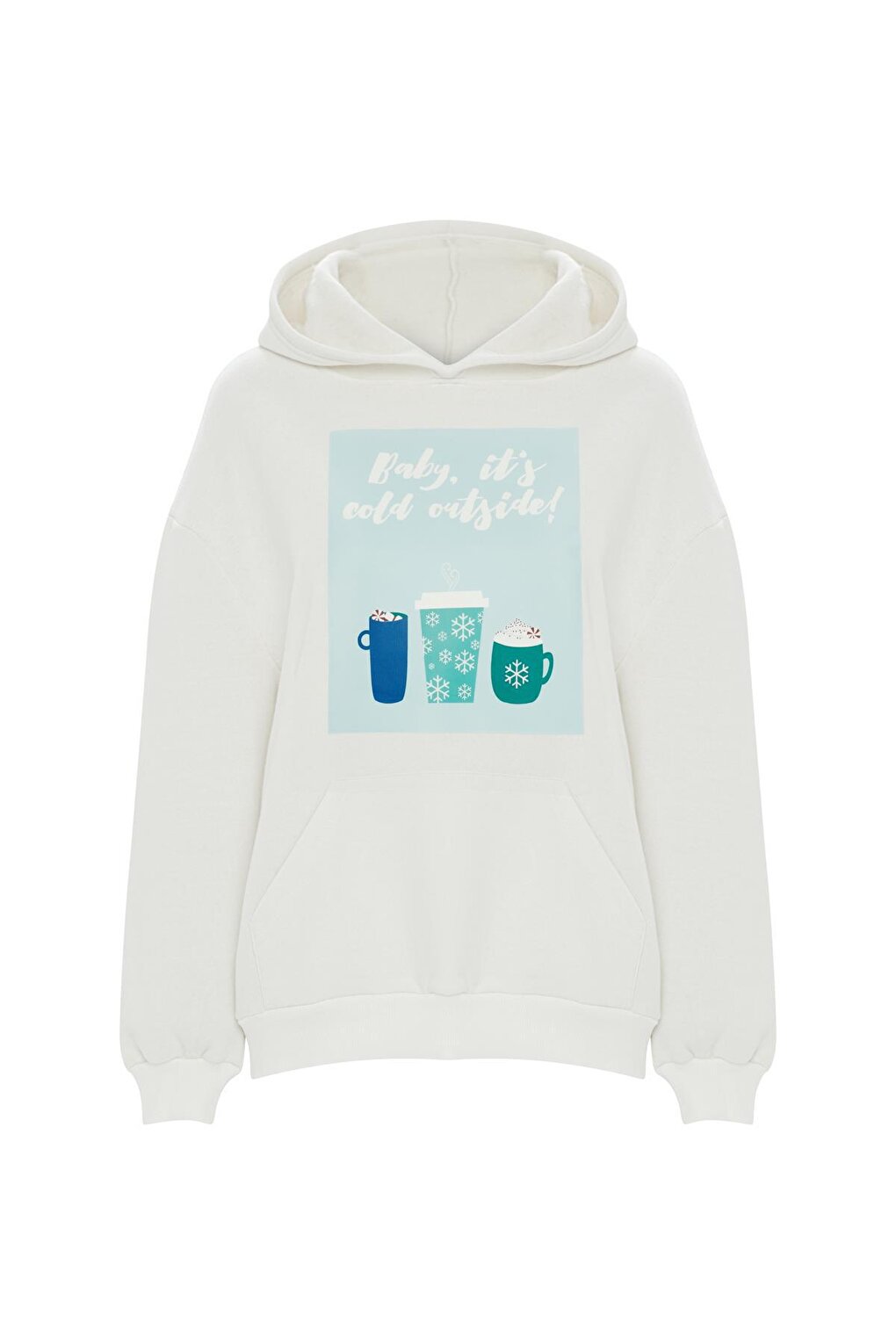 Printed Solid Color Sweatshirt -White