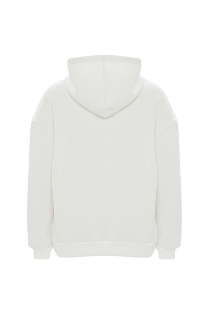 Printed Solid Color Sweatshirt -White