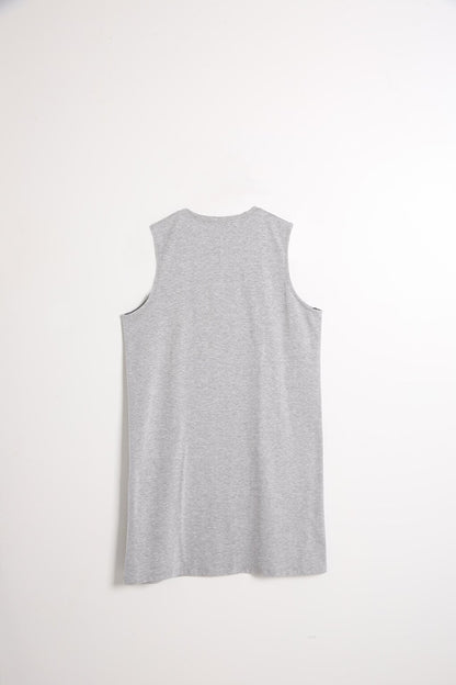 Gray Collar Piping Sleeveless Basic Tunic