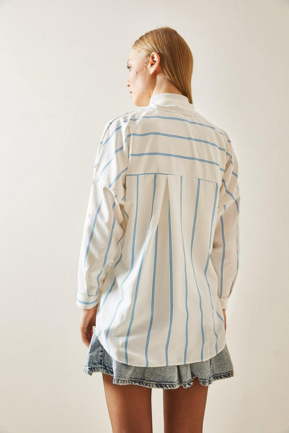 Blue Striped Oversize Shirt 4KXK2-47862-12