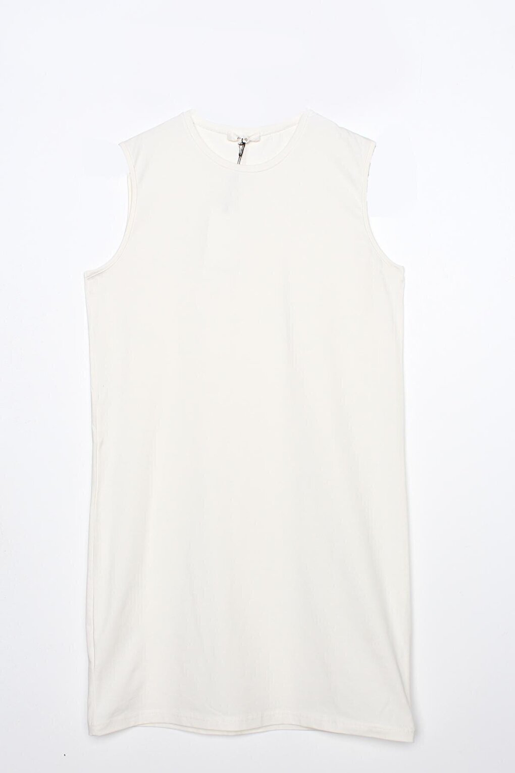 Ecru Collar Piping Sleeveless Basic Tunic