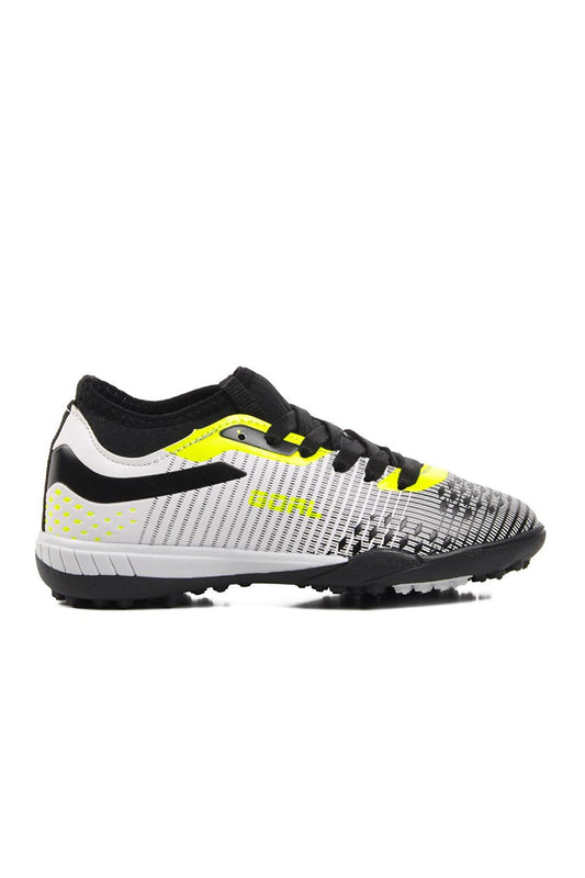 1011-P White-Black-Neon Yellow Children's Astroturf Field Shoes