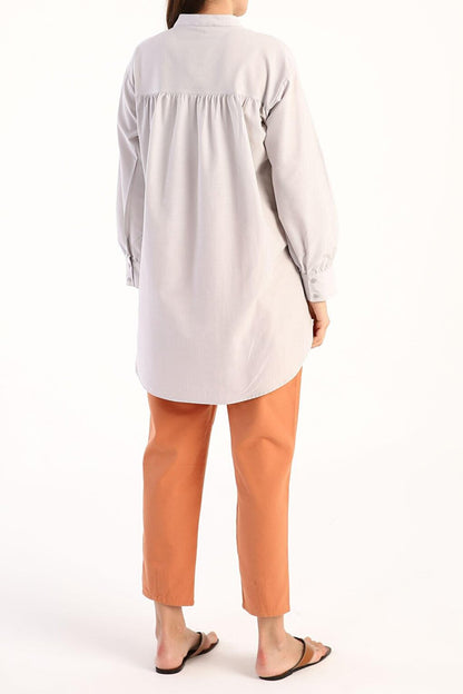 Gray Gather Detailed Cotton Tunic