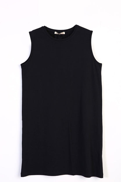 Navy Blue Collar Piping Sleeveless Basic Tunic