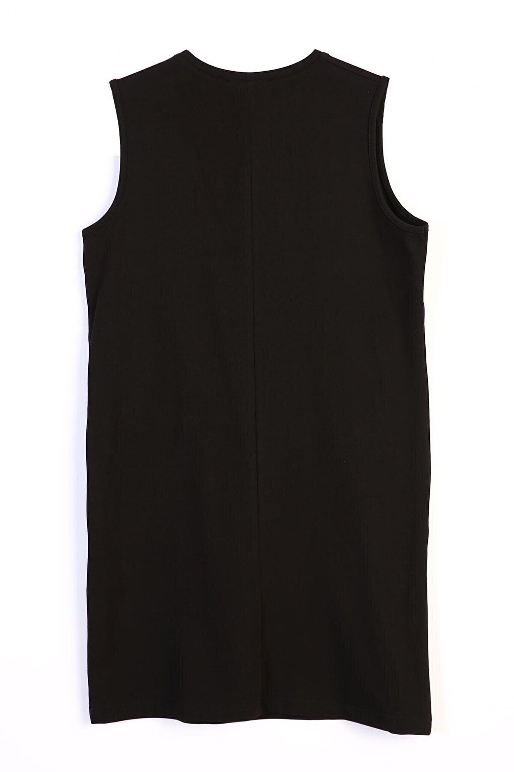 Black Collared Sleeveless Basic Tunic