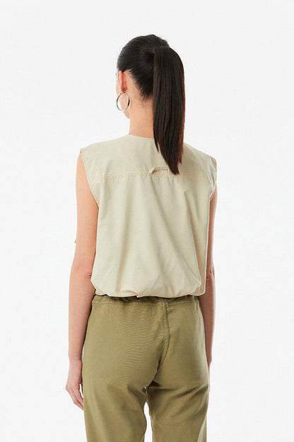 Zippered Vest with Pocket Detail