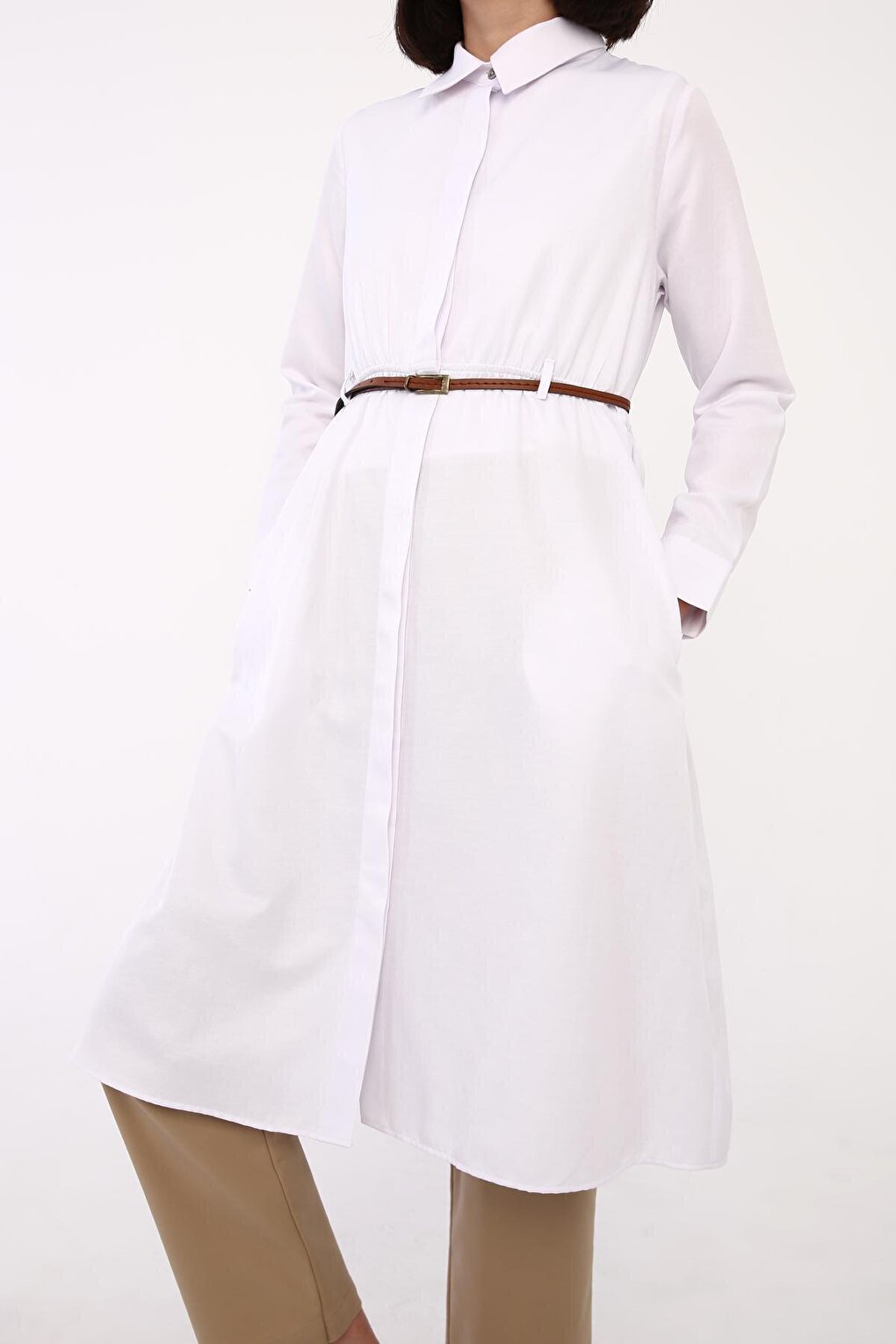 White Belted Shirt Tunic