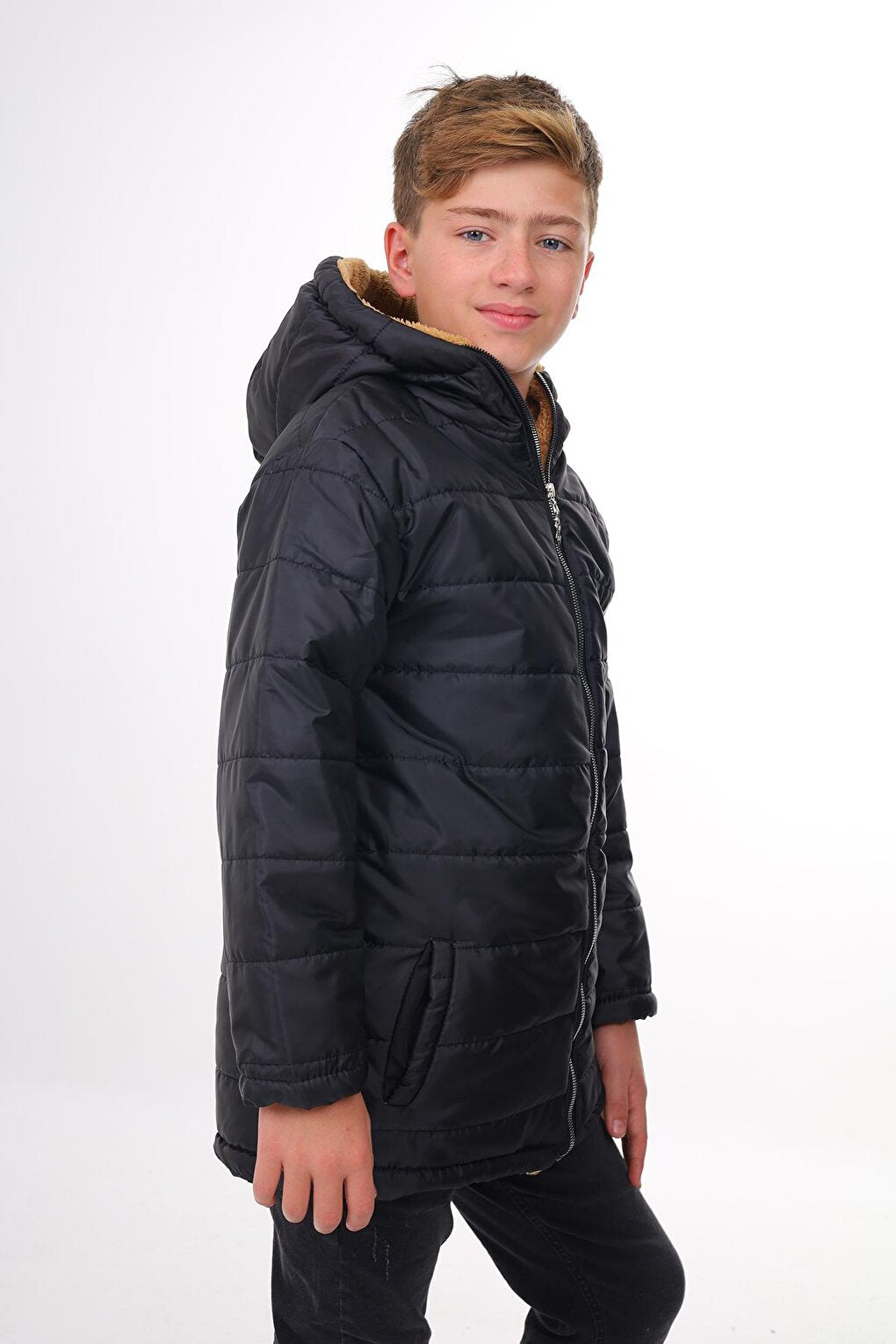 Boy's Plush Lined Hooded Coat 6-15 Years Lx1093