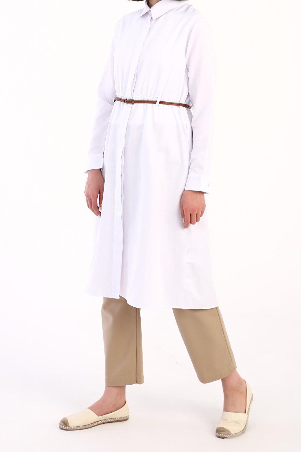 White Belted Shirt Tunic