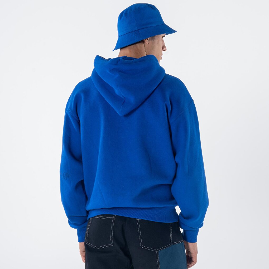 Agar Men's Saks Blue Kangaroo Pocket Hooded Oversize Hoodie Sweatshirt