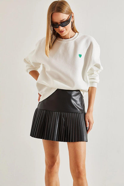 Women's Pleated Leather Skirt