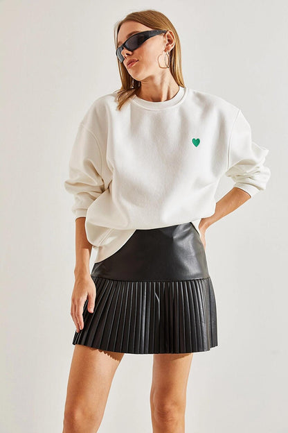 Women's Pleated Leather Skirt