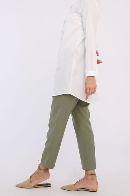 Ecru Basic Hidden Placket Shirt Tunic