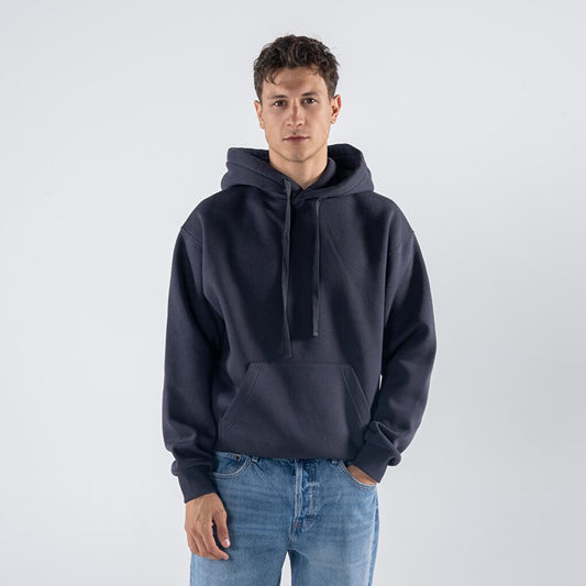 Agar Men's Dark Blue Kangaroo Pocket Hooded Oversize Hoodie Sweatshirt