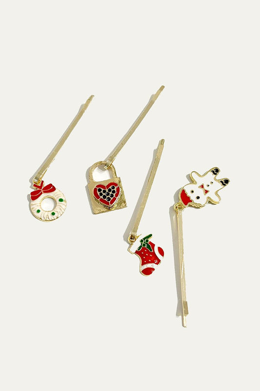 New Year's Eve Christmas Gingerbread Wire Clasp Set 4-pack