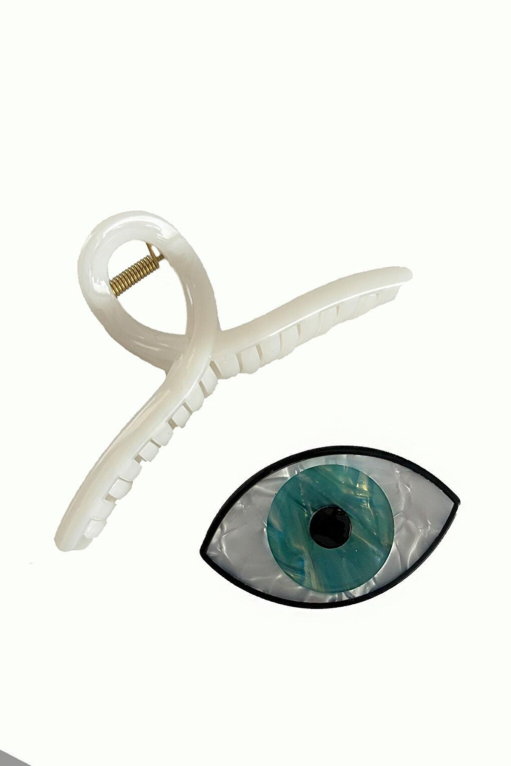 Plastic Eye and Drop Peg Hair Clip Set 2 Pack