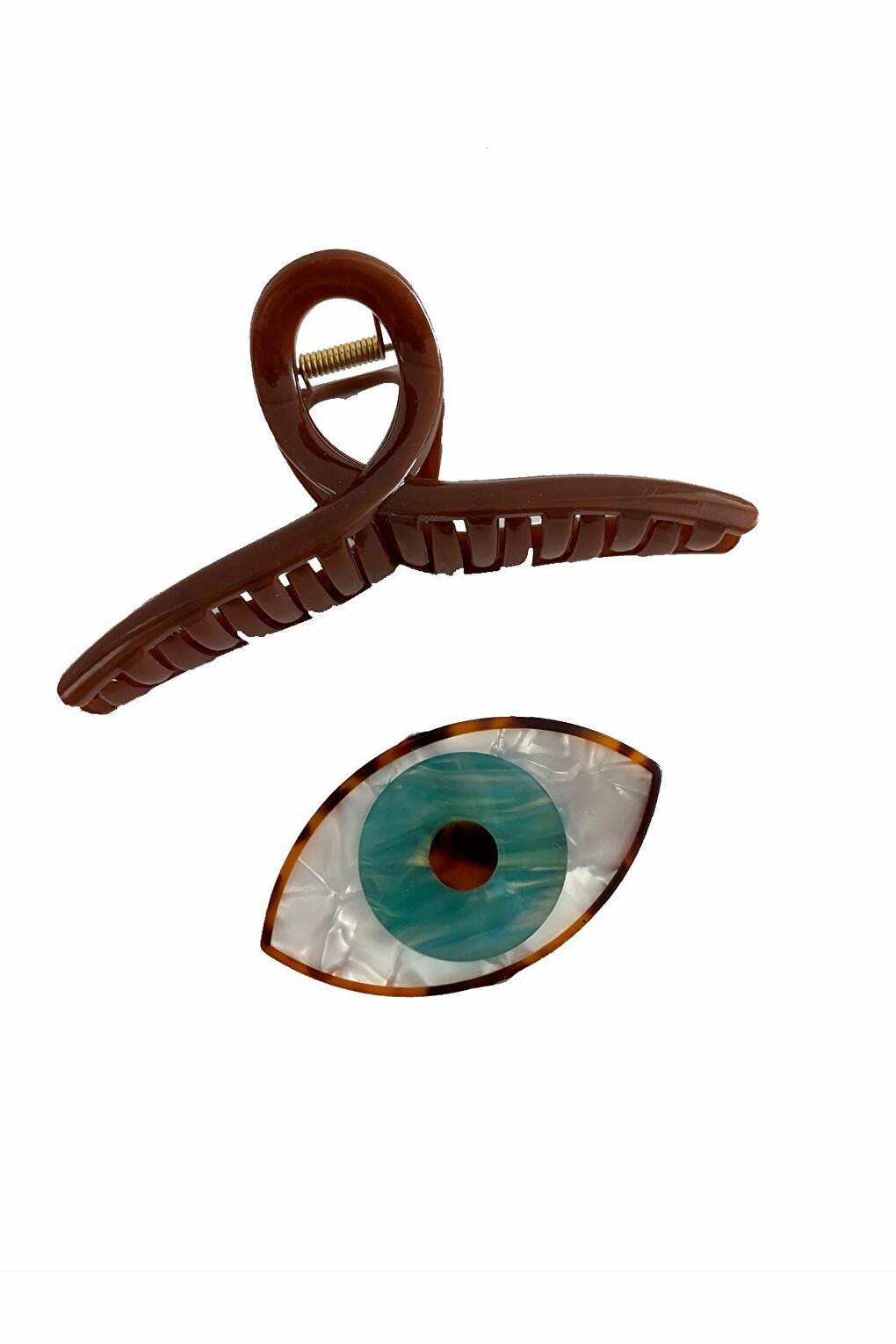 Plastic Eye and Drop Peg Hair Clip Set 2 Pack