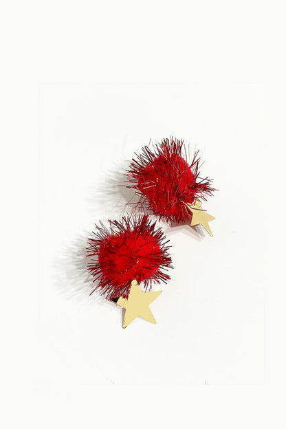 New Year's Eve Christmas Joy Red Star Dangle Earring