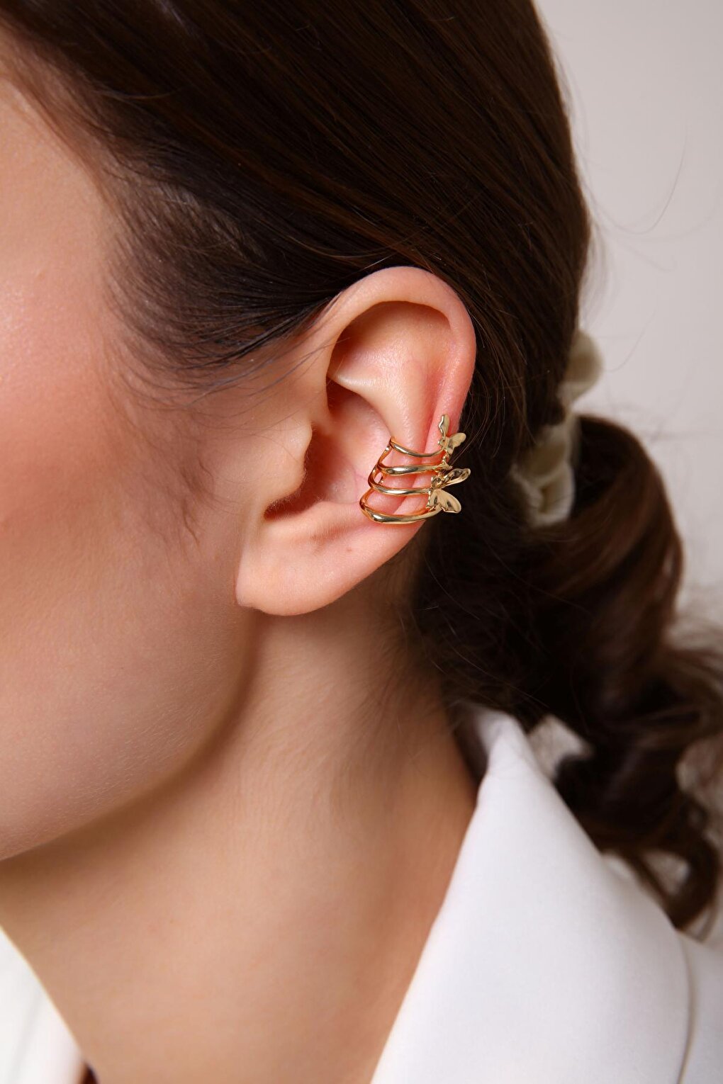 Gold Plated Butterfly Squeezable Earcuff Earrings