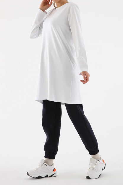 White Plus Size Single Jersey Basic Sweat Tunic