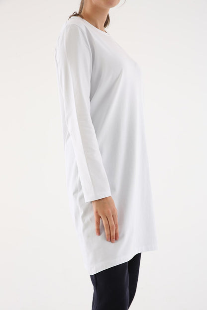 White Plus Size Single Jersey Basic Sweat Tunic