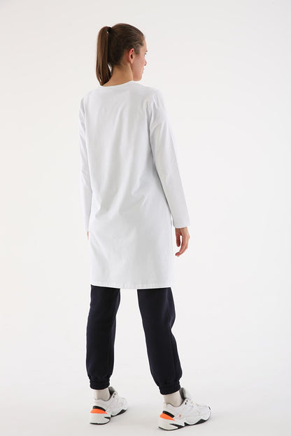 White Plus Size Single Jersey Basic Sweat Tunic