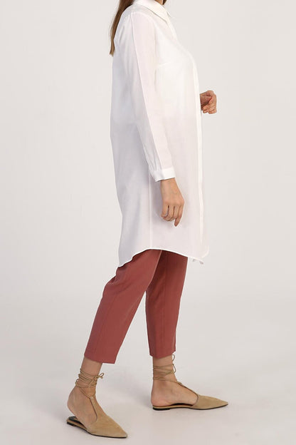 Basic Shirt Tunic with Ecru Hidden Placket