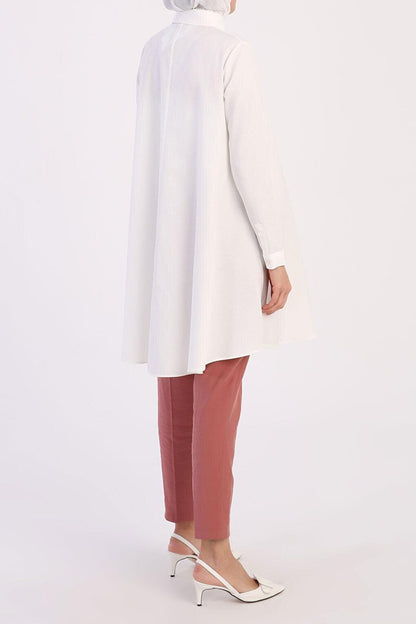 Ecru Basic Flared Shirt Tunic