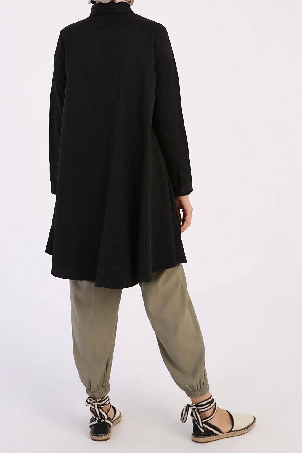 Black Basic Flared Shirt Tunic