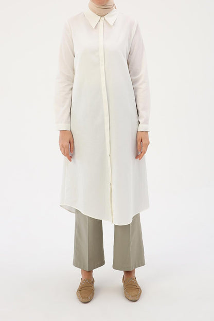 Basic Long Tunic with Ecru Hidden Placket