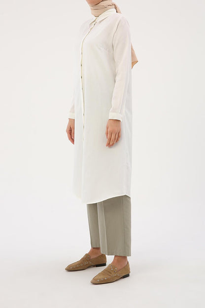 Basic Long Tunic with Ecru Hidden Placket