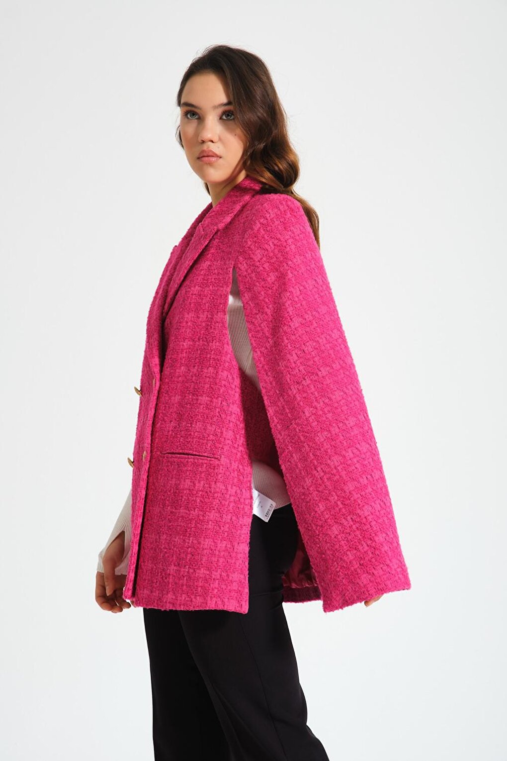 Tweed Cape Fuchsia Jacket