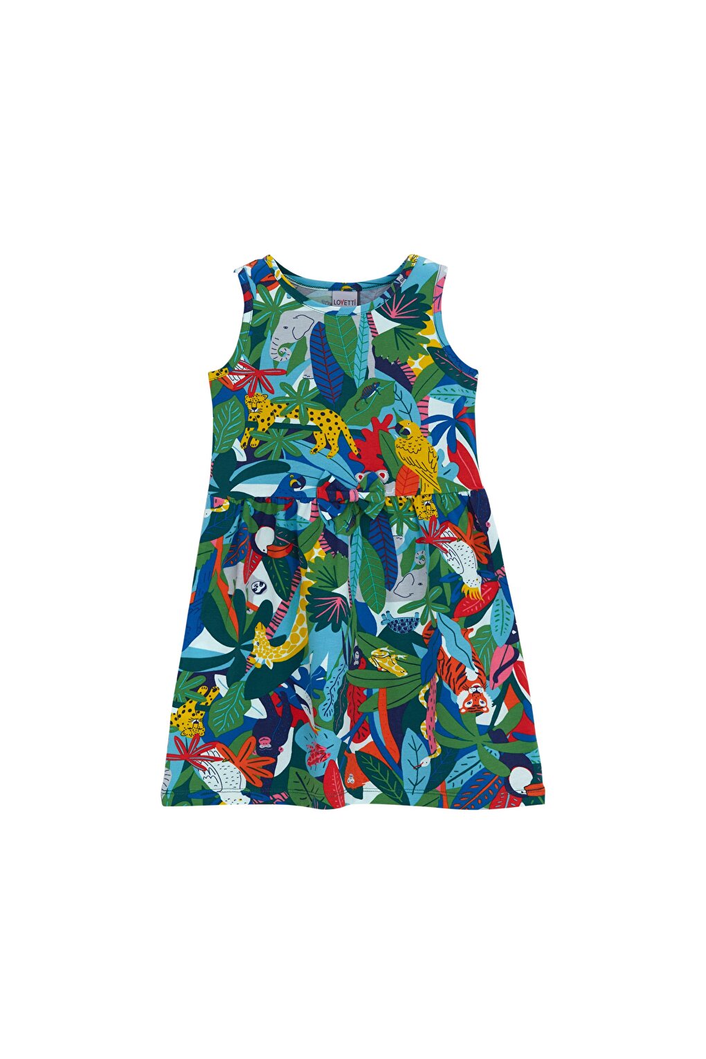 Girl's Tropical Zoo Pattern Sleeveless Dress