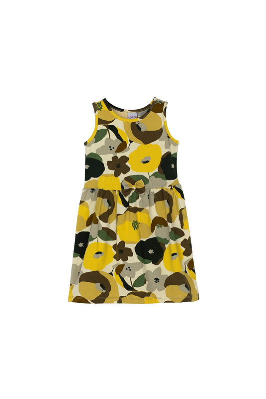 Girl's Retro Flowers Pattern Sleeveless Dress