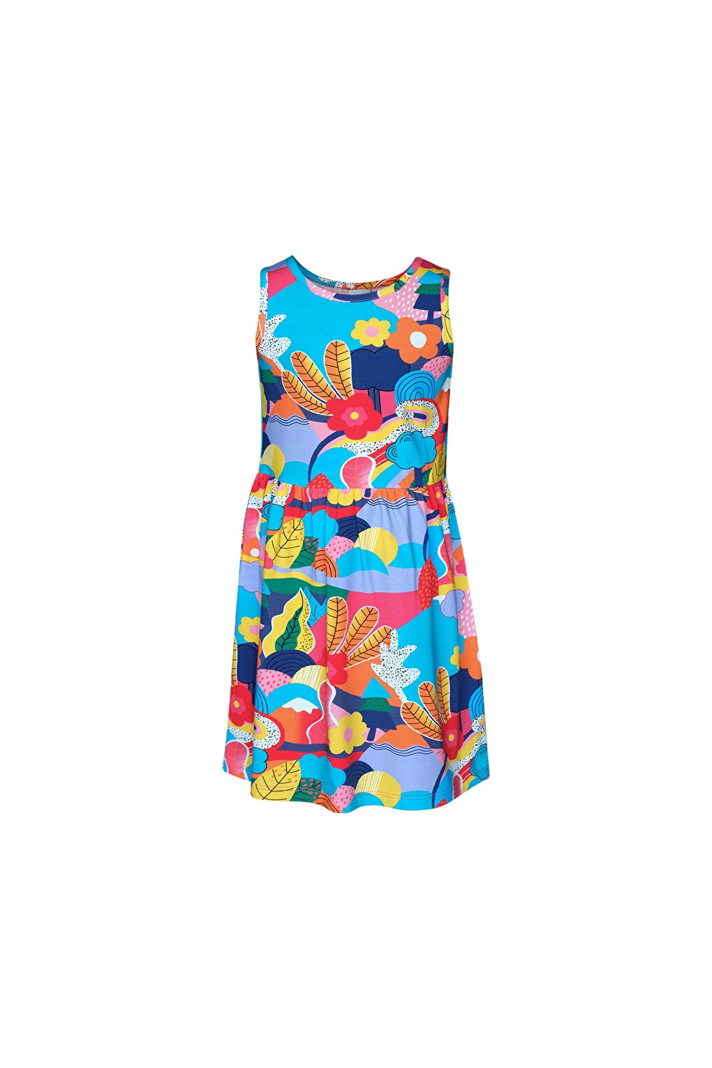 Girl's Sunny Garden Pattern Sleeveless Dress