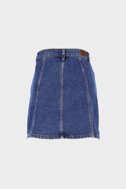 Dark Blue Regular Waist Buttoned Jean Skirt C 4532-016