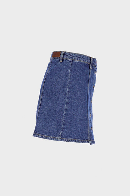 Dark Blue Regular Waist Buttoned Jean Skirt C 4532-016