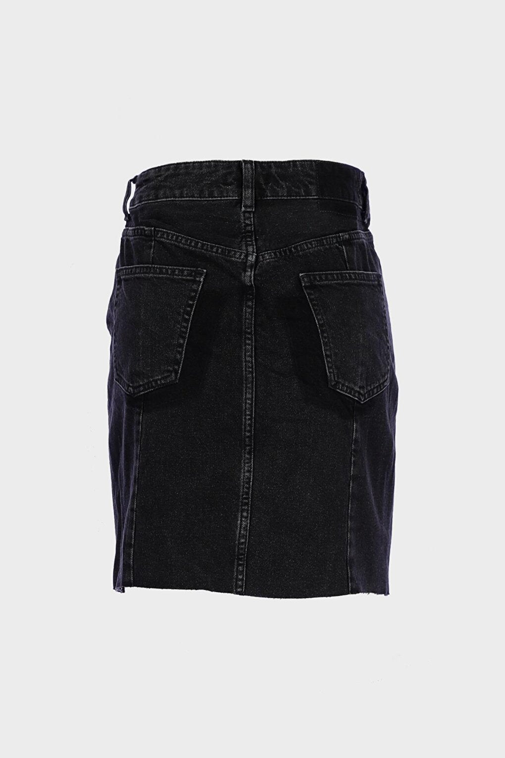 Anthracite Normal Waist Patch Zippered Jean Skirt without Pocket C 4532-018